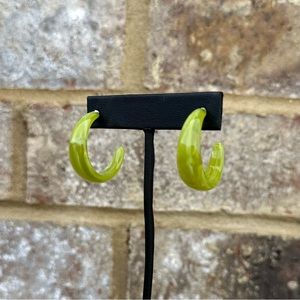 Moss Green Marble Wave Acrylic Half Hoop Earrings